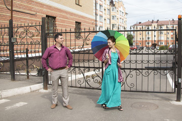 Obraz premium Beautiful couple outdoors in a summer day