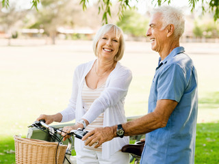 Senior couple relaxing in park