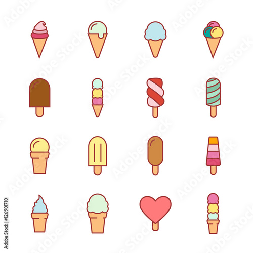 "Collection of 16 vector ice creams. " Stock image and royalty-free