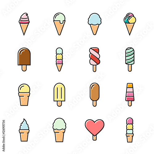 "Collection of 16 vector ice creams. " Stock image and royalty-free