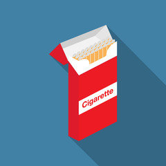 a pack of cigarettes red, with long shadow