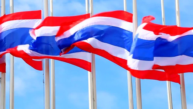 Thai flag blowing on post