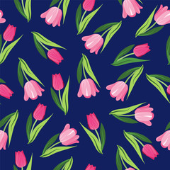 Vector Romantic hand drawn background with tulips.