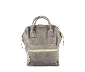gray hipster lather backpack