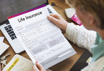 Naklejka premium Life Insurance Form Application Security Concept