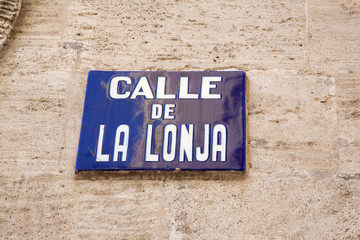 Fototapeta premium Lonja Street Sign, Valencia