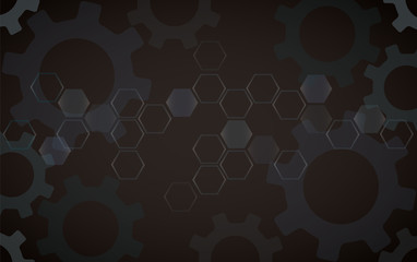 Abstract Gears and Hexagon background 