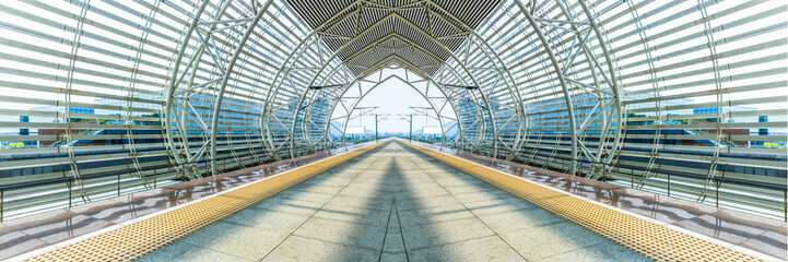 Empty Corridor Of modern airport in Shanghai,China.