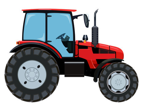 Red side tractor