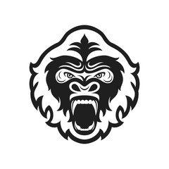 Gorilla head logo for sport club or team. Animal mascot logotype. Template. Vector illustration.