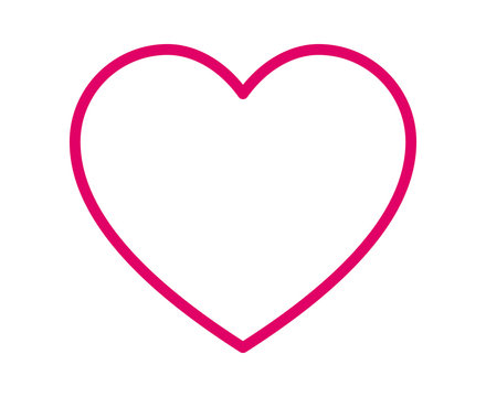 Thin line heart / romantic love pink line art icon for dating apps and websites