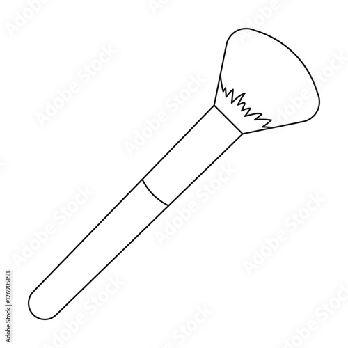 "Powder brush icon in outline style isolated on white background. Make