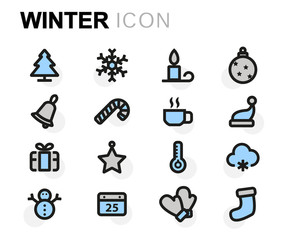 Vector flat winter icons set