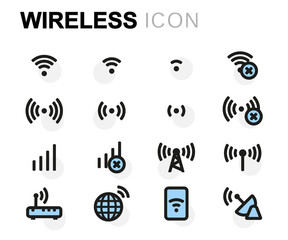Vector flat wireless icons set