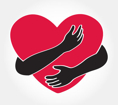 hugging heart vector , Hug yourself , Love yourself 
