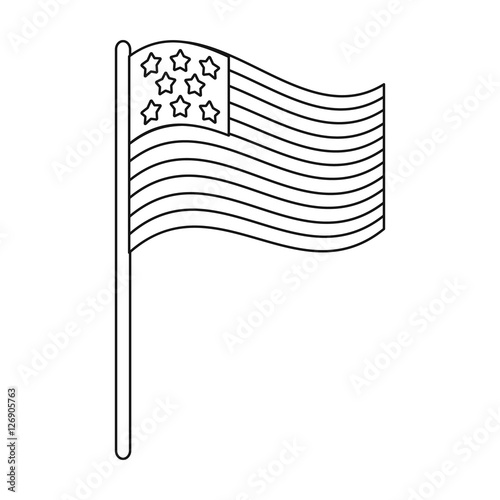 Download "American flag icon in outline style isolated on white ...