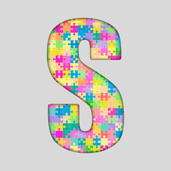 Vector Color Piece Puzzle Jigsaw Letter - S.