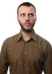 Fototapeta premium portrait of a serious man with beard isolated