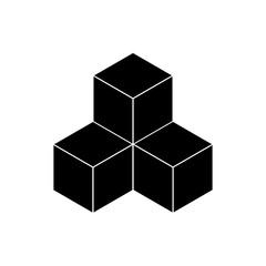 Black cubes on a white background