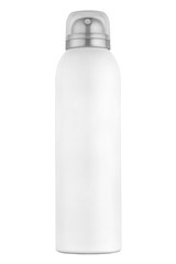 Deodorant spray white can, isolated on white background