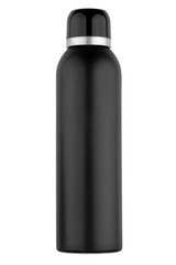 Deodorant spray black can, isolated on white background