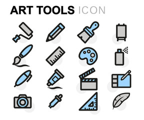 Vector flat art tools icons set