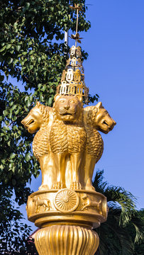 Golden Pillars of Ashoka in Thai temple