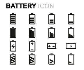 Vector line battery icons set