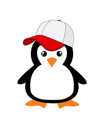 Cute cartoon penguin on white background