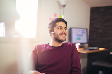 Businessman working in his office