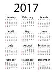 Calendar for 2017