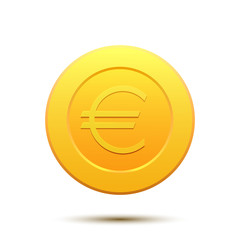 Obraz premium Golden coin with Euro symbol