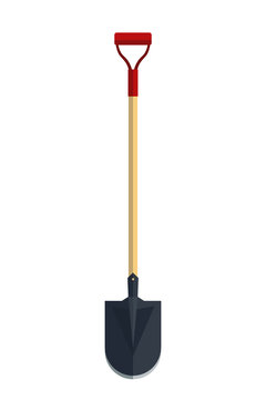 Gardening shovel spade flat tool icon logo vector illustration. Farming equipment. Garden instrument isolated on white background.
