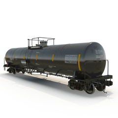 Fototapeta na wymiar Railroad fuel tank on white. 3D illustration