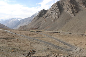 Fototapeta na wymiar Himalaya mountains, India's Deadliest, very treacherous and adventurous roads, Kargil-Leh Highway passes through here.