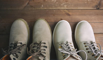 Male and female leather boots authentic,