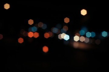 Bokeh colorful  abstract defocused city on street