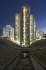 Fototapeta na wymiar Public Estate in Hong Kong at night
