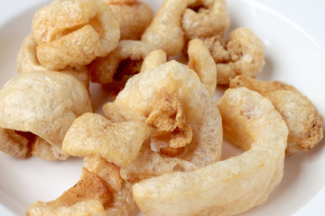 Streaky pork with crispy crackling, Thai food style