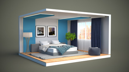 Bedroom interior. 3d illustration