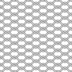 Marine rope knot seamless vector pattern. Nautical design. Navy illustration. Ocean wallpaper. Stripe elements. Geometric scrapbook print. Paper graphic cover. Cord background. Sailor simple backdrop.