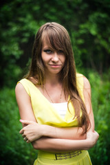 beautiful young girl on the nature
