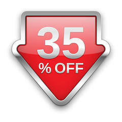 35 percent off vector badge, silver