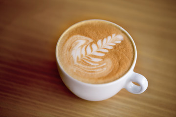 coffee on wood table.