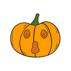Vector cartoon hand drawn Halloween Pumpkin