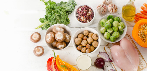 Balanced diet. Cooking and food concept.