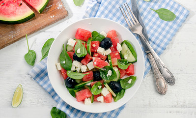 Healthy Salad with Watermelon.