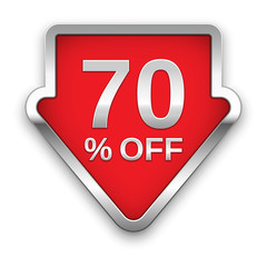 70 percent off vector badge, silver