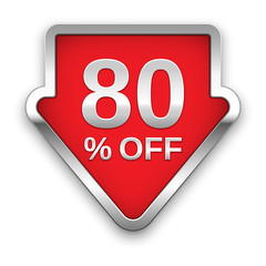 80 percent off vector badge, silver