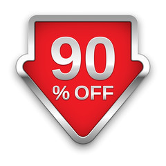 90 percent off vector badge, silver